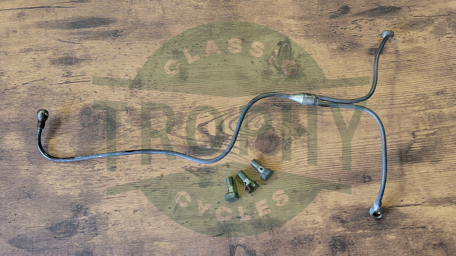 560025 - Royal Enfield Bullet 500 Rocker Oil Feed Pipe w/ Banjo Bolts Used