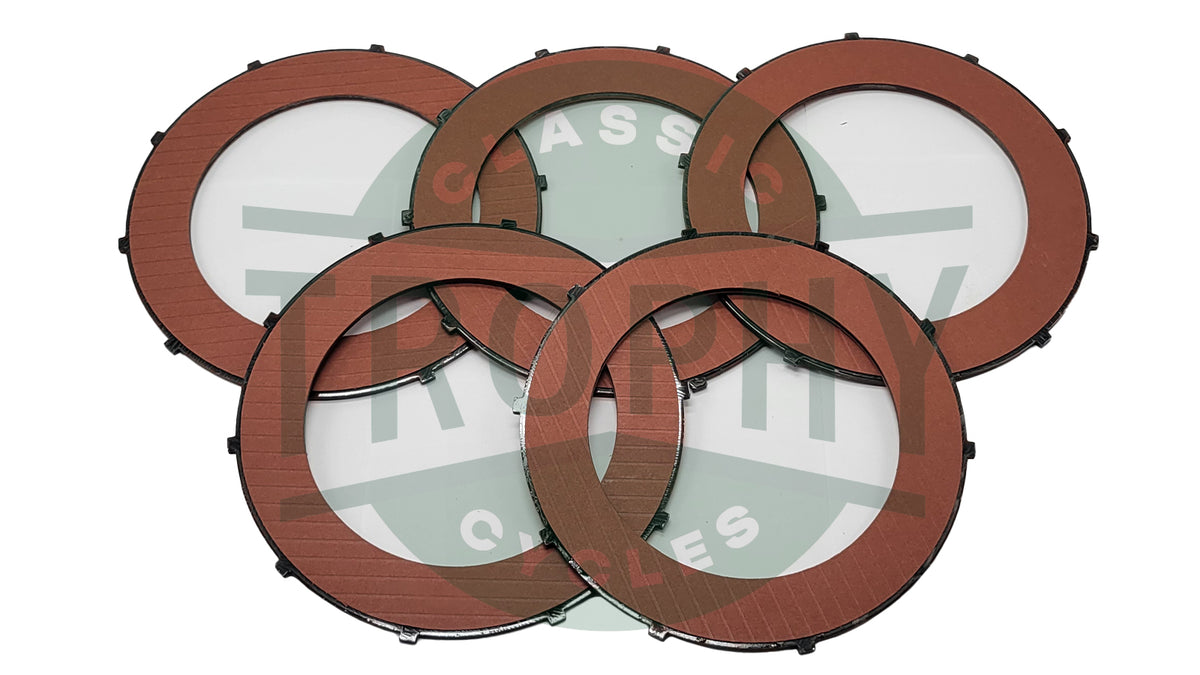 57-1362-A - Triumph BSA 250 350 441 500 650 750 Singles Twins Alto Red Fiber 5 Plate Clutch Set