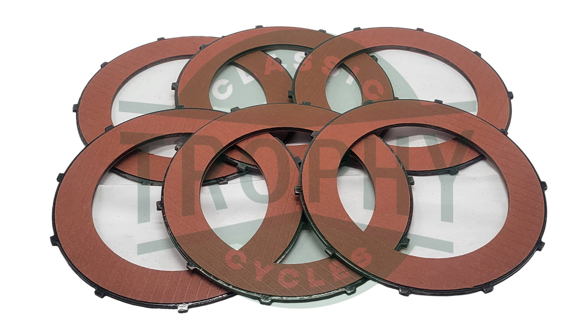 57-1362-A - Triumph BSA 250 350 441 500 650 750 Singles Twins Alto Red Fiber 6 Plate Clutch Set