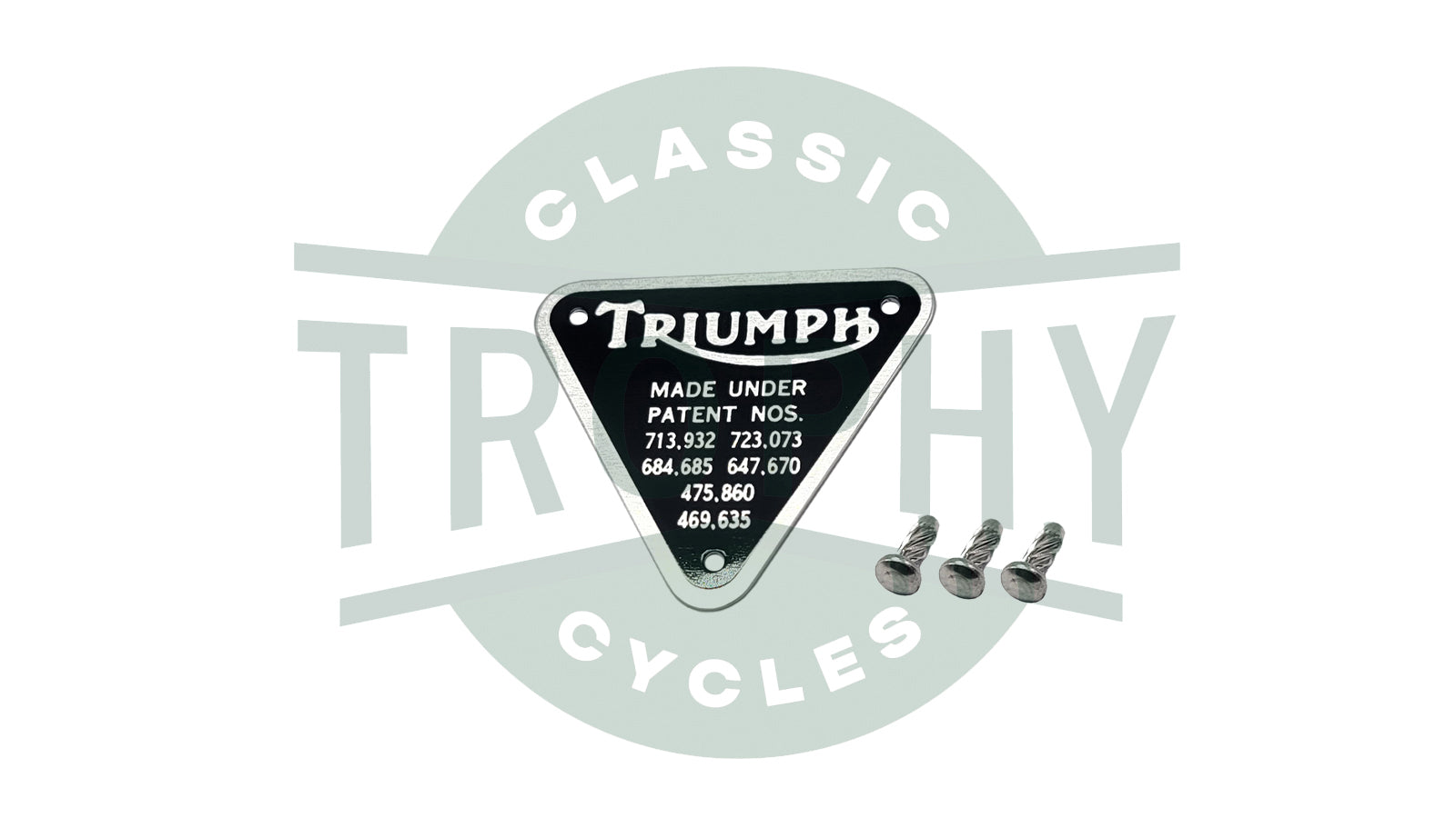 70-4016 60-4255 - Triumph 500 650 750 Aluminum Timing Cover Patent Plate w/Rivets E4016 D4255