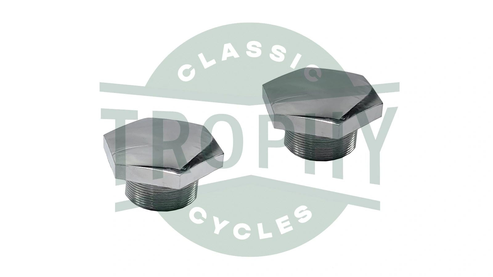 97-1658 - Triumph 500 650 Chrome Fork Top Nuts CEI 1964-67 (2) H1658