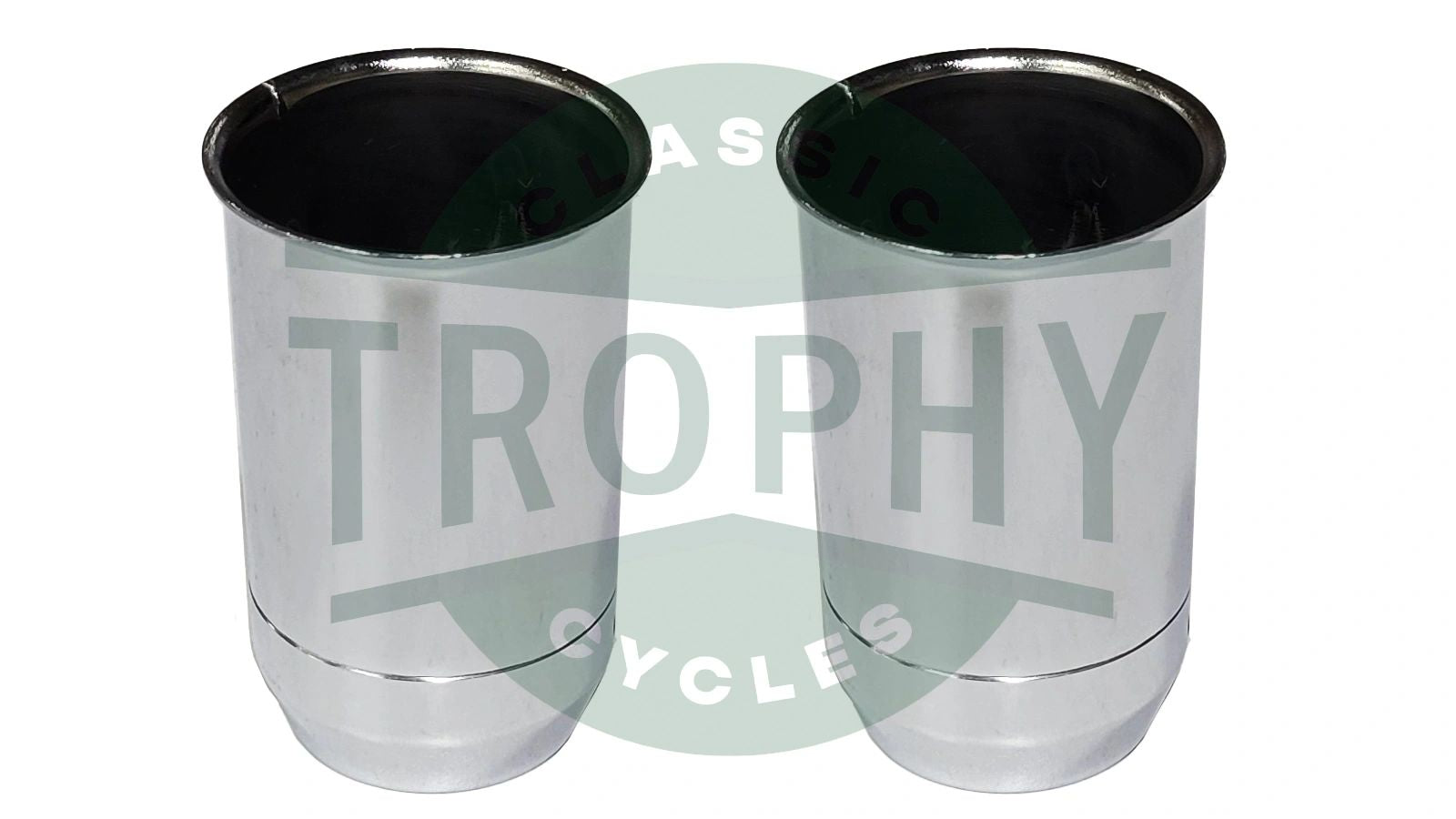 97-3633 - Triumph BSA 500 650 750 Chrome Fork Seal Holders w/Seals 1969-74