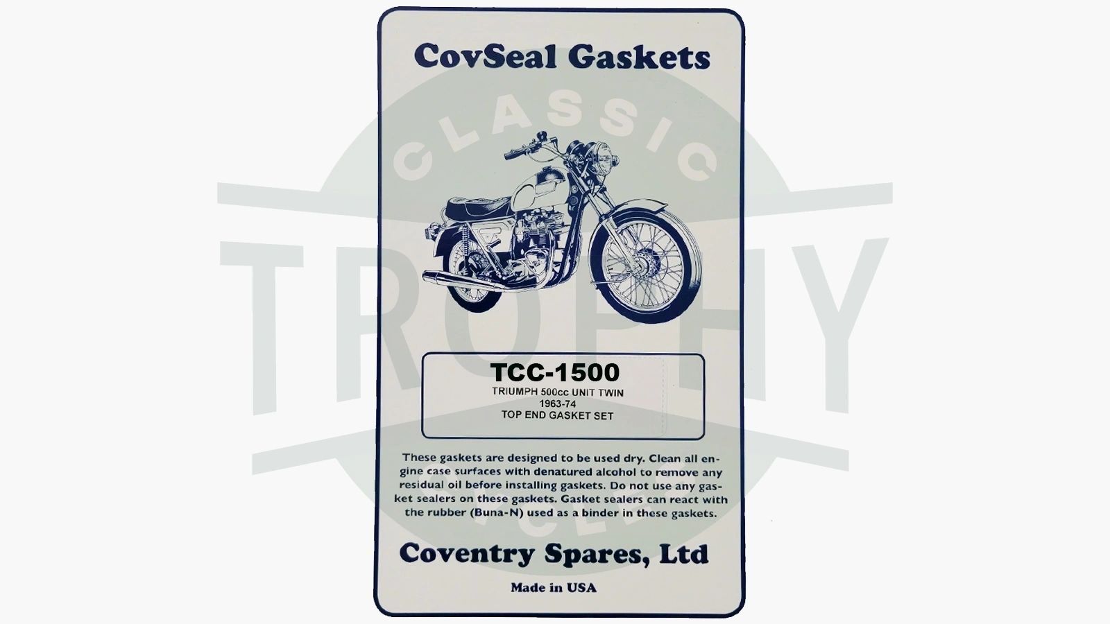 TCC-1500- Triumph Unit 500 Top End Decoke Gasket Set 1963-74