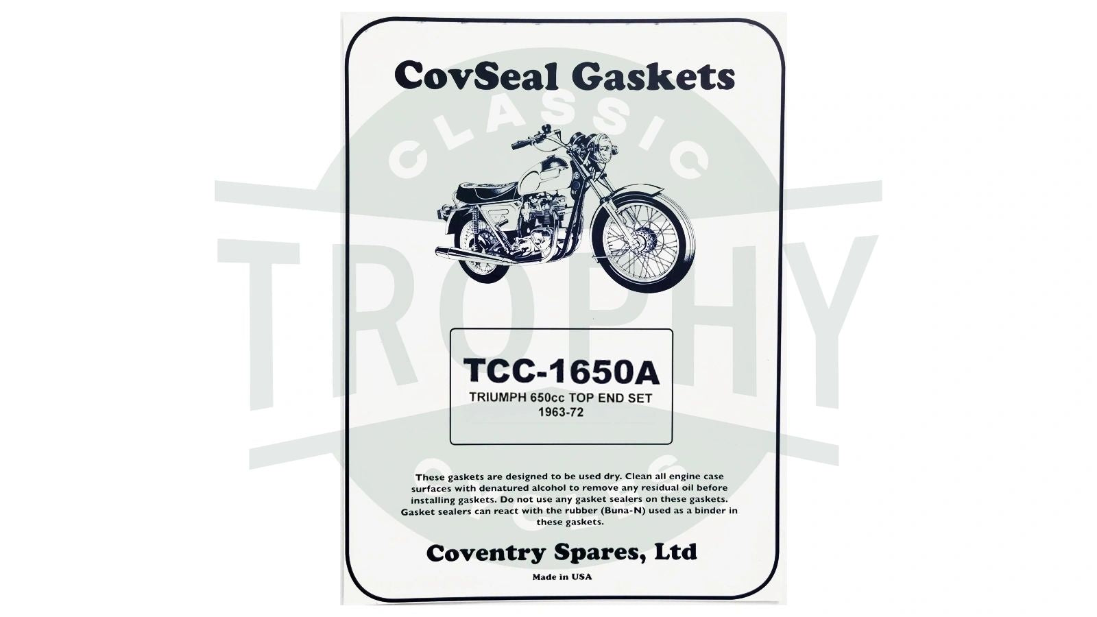 TCC-1650A - Triumph Unit 650 Top End Decoke Gasket Set 1963-72
